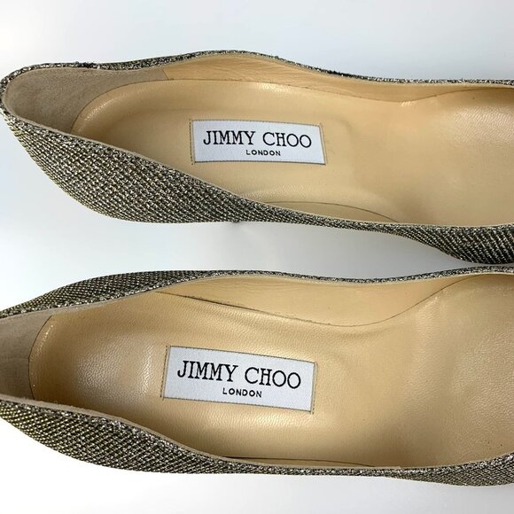 NIB Jimmy Choo Agnes Light Bronze Glitter Pumps Size 39.5 - Picture 8 of 11